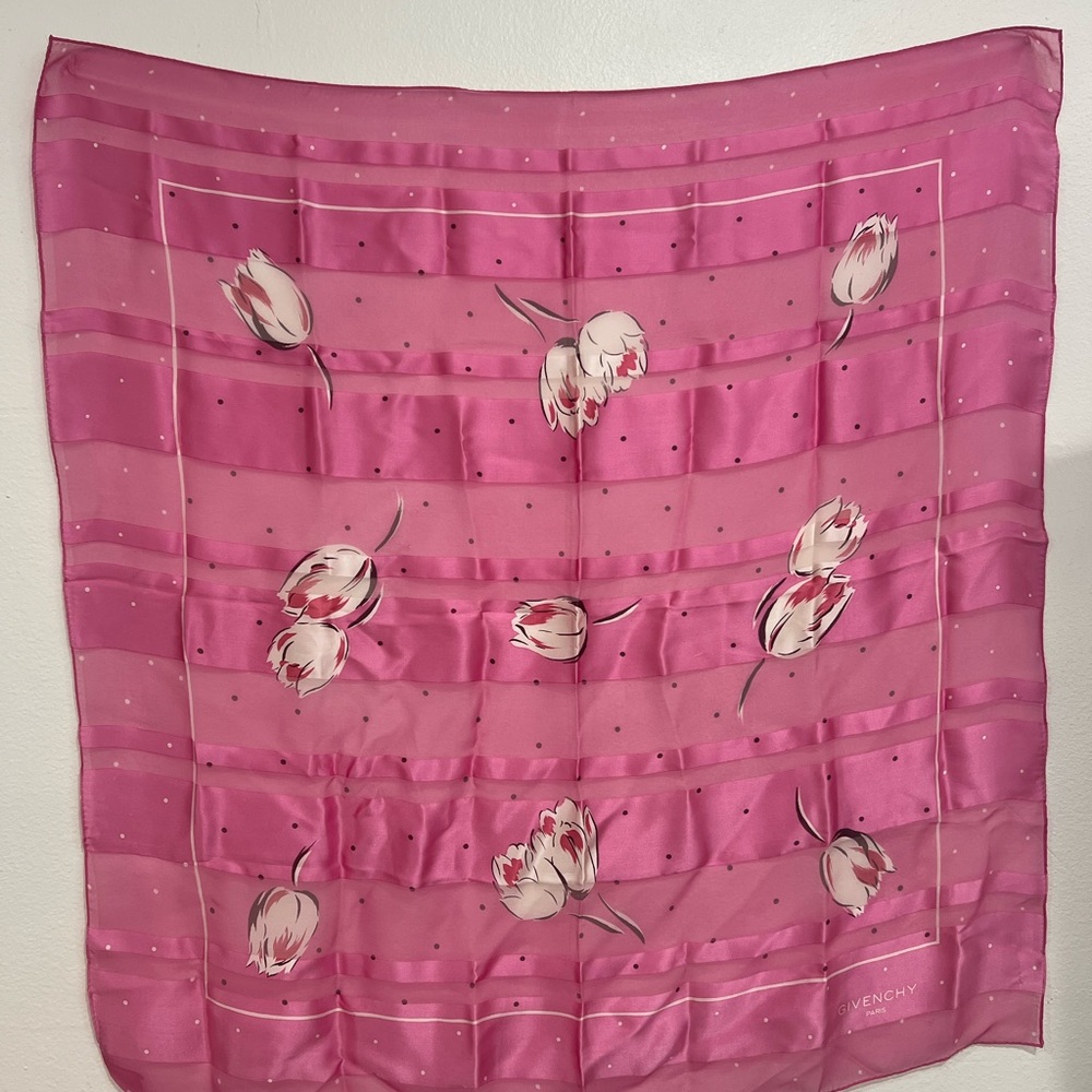 Givenchy Pink Floral Silk Scarf